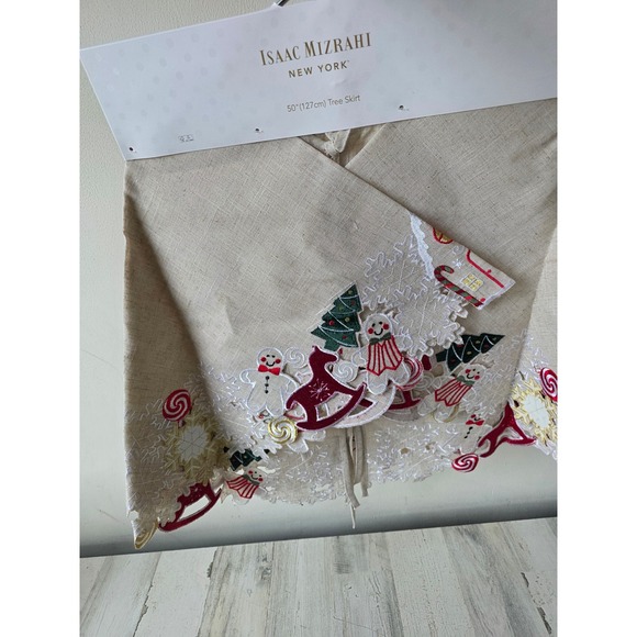 Isaac mizrahi gingerbread tree skirt House toys red green new